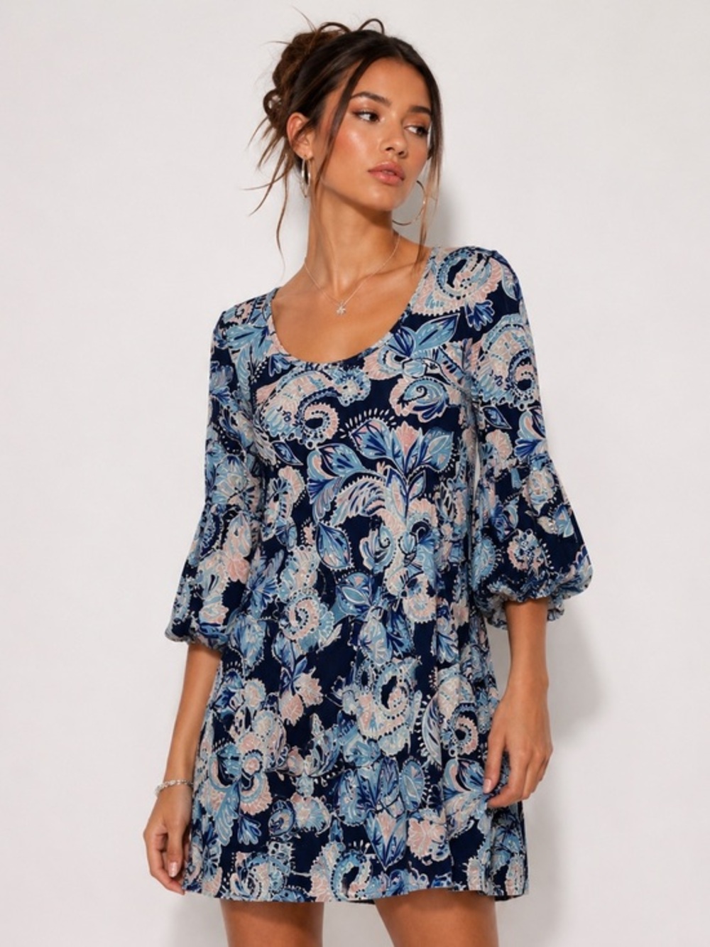 Lilly Pulitzer Floral Dress Size M – Blue Coastal Print